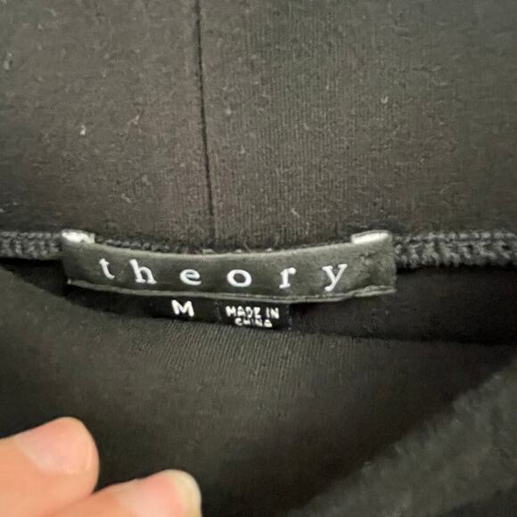 Theory Black Size Medium Pull On Leggings Leather Imona Pants Lamb Moto - Picture 2 of 4